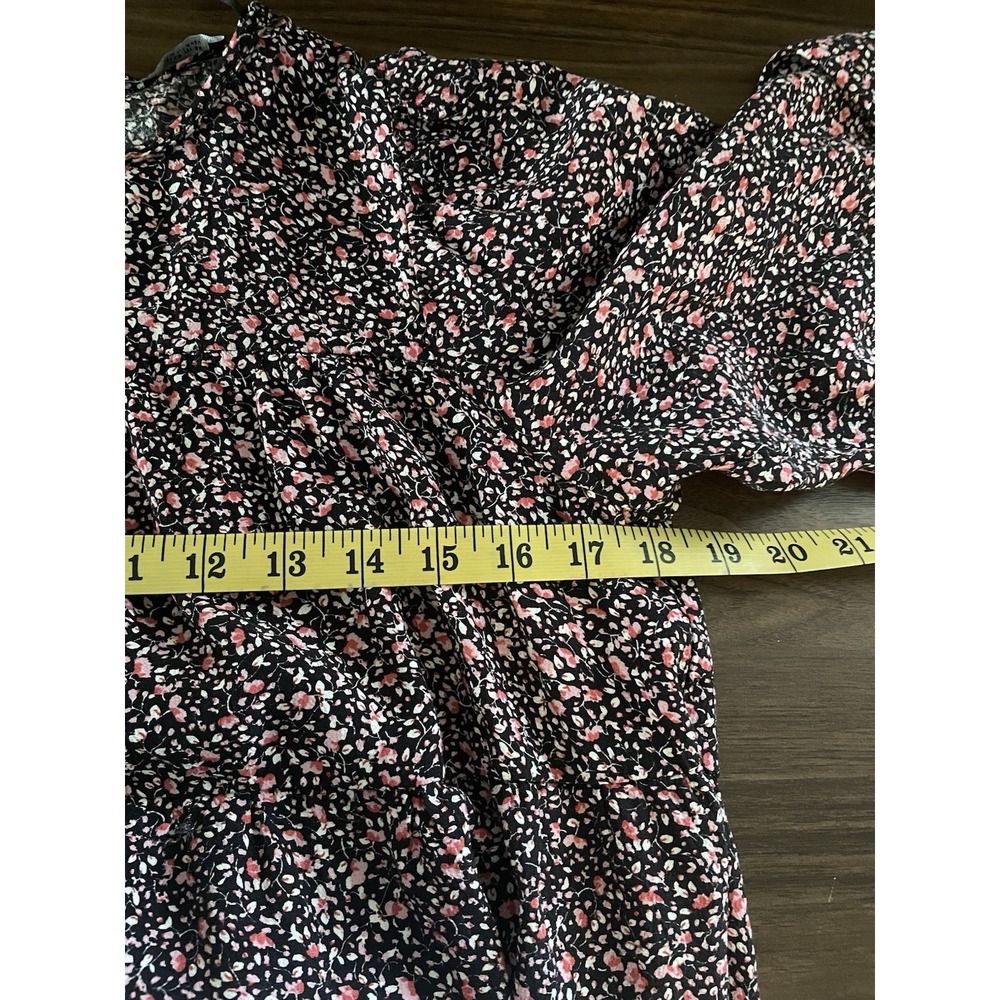 Zara Womens Dress Small Black Ditsy Floral Babydoll Tiered Cottagecore Prairie - Picture 8 of 10